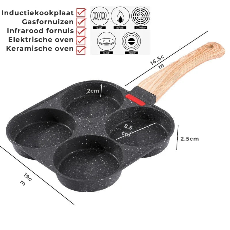 Anti-aanbak Gesegmenteerde Ontbijtpan