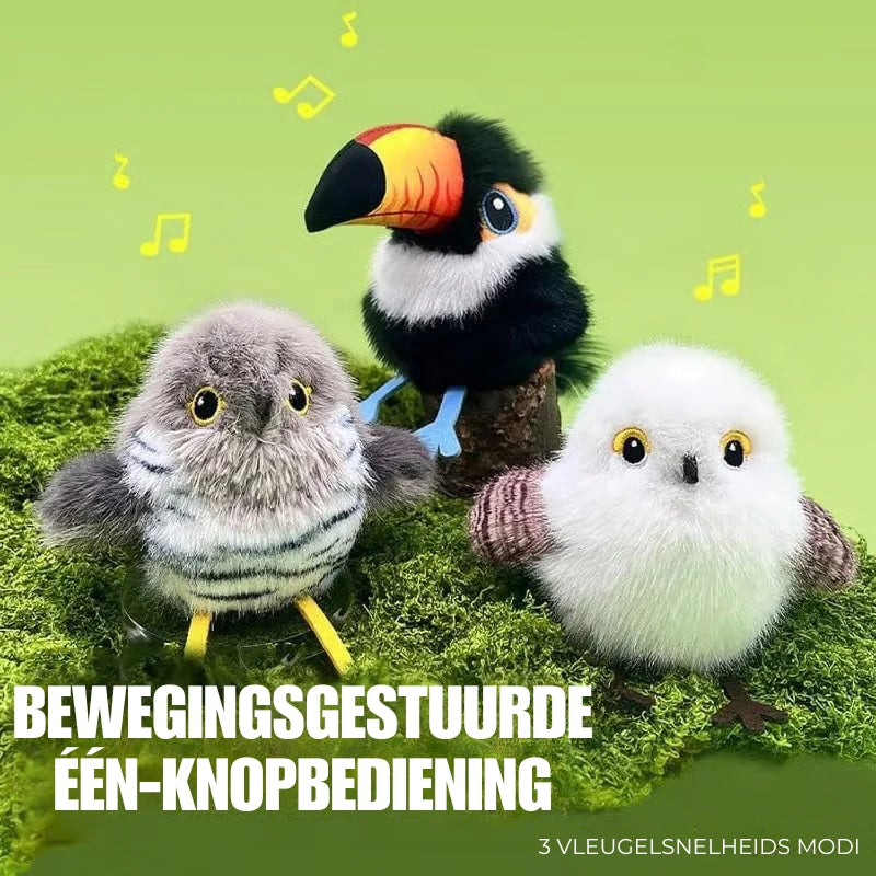 Flappend vogel-kattenspeeltje – USB-oplaadbaar en bewegingsgeactiveerd tjilpend vogeltje