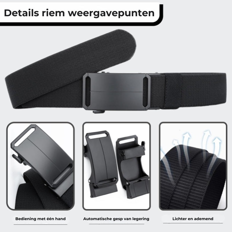 Stretch-fit Tactical Belt – Ultralichte Ratelriem voor Buiten, Werk en EDC