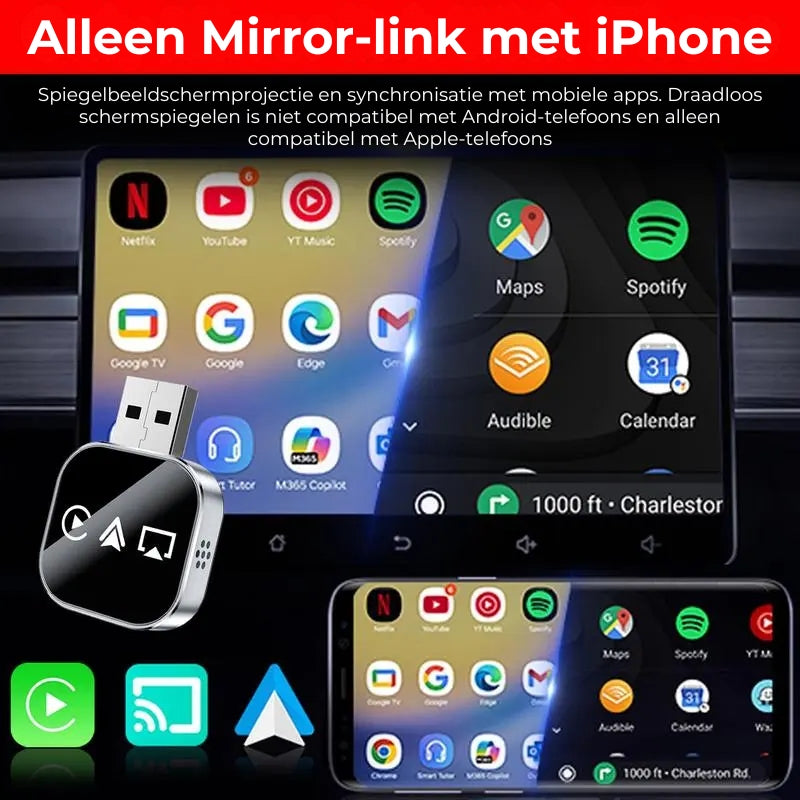 Draadloze Carplay Mirror Link-adapter