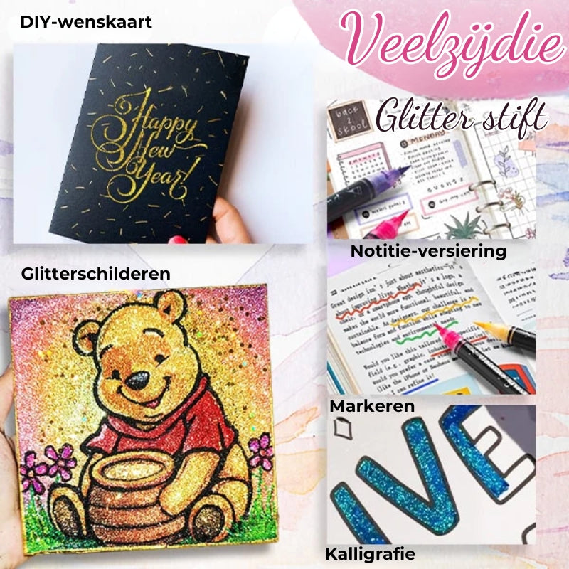 Artistieke Glitterpen Met Twee Kleuren