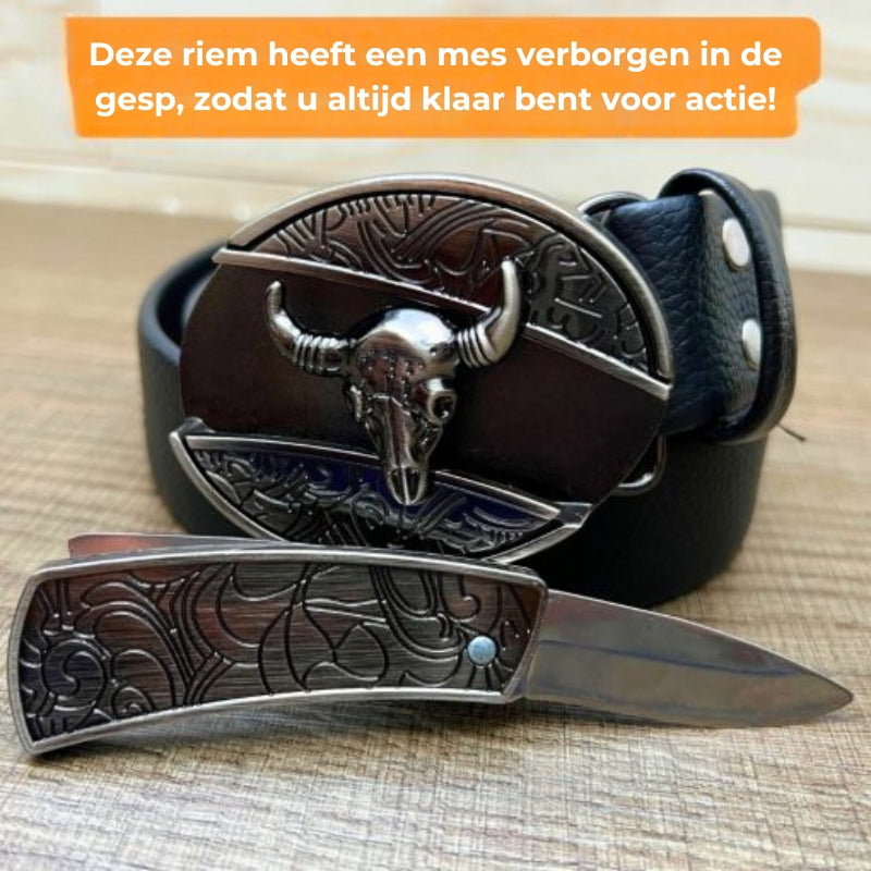Leren Riem met Zakmesgesp