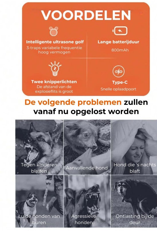 Ultrasoon Blafafstotend Aparaat β Humaan en Effectief Afschrikmiddel voor Honden