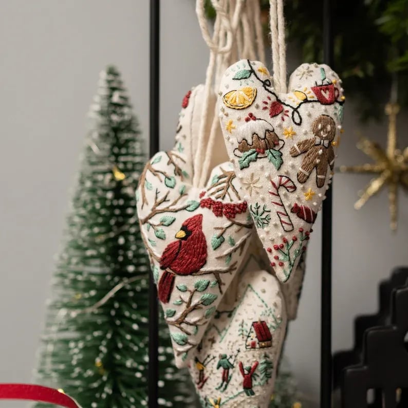 DIY Hartvormige Kerstversiering/versieringsset