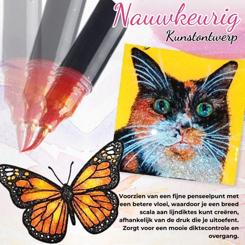 Artistieke Glitterpen Met Twee Kleuren