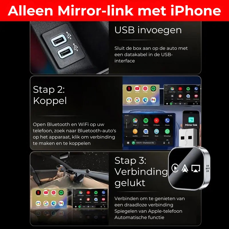 Draadloze Carplay Mirror Link-adapter