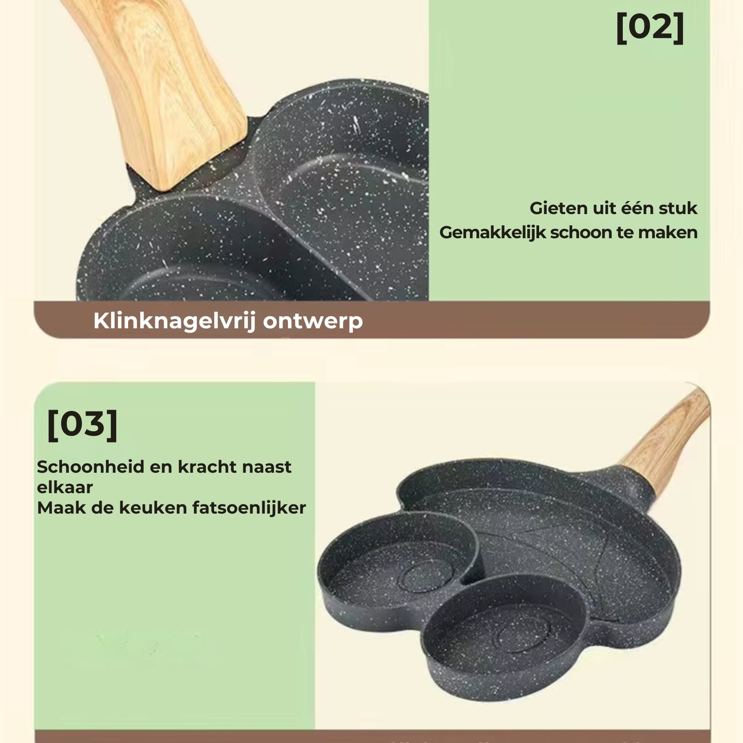 Anti-aanbak 4-in-1 Gevormde Koekenpan