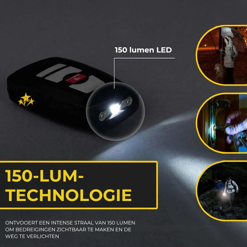 Voltic V77 3-in-1 Stroomstoot, Zaklamp en Alarm Sleutelhanger