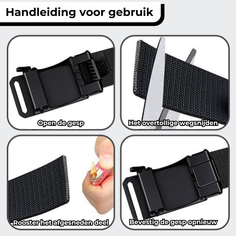 Stretch-fit Tactical Belt – Ultralichte Ratelriem voor Buiten, Werk en EDC