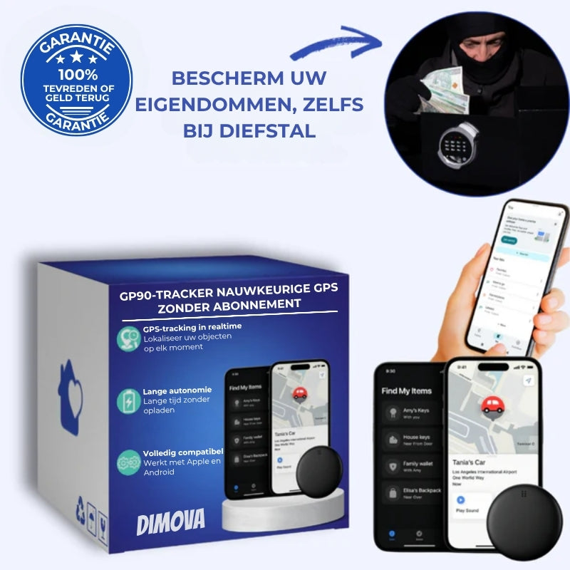 GP90 - Nauwkeurige GPS-tracker zonder abonnement (Android/Apple)