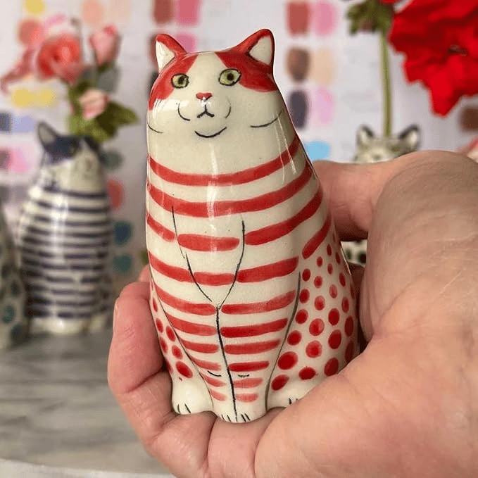 Handgeschilderde kattenvaascollectie