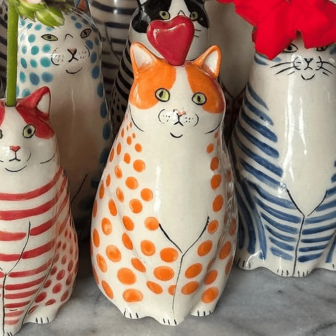 Handgeschilderde kattenvaascollectie