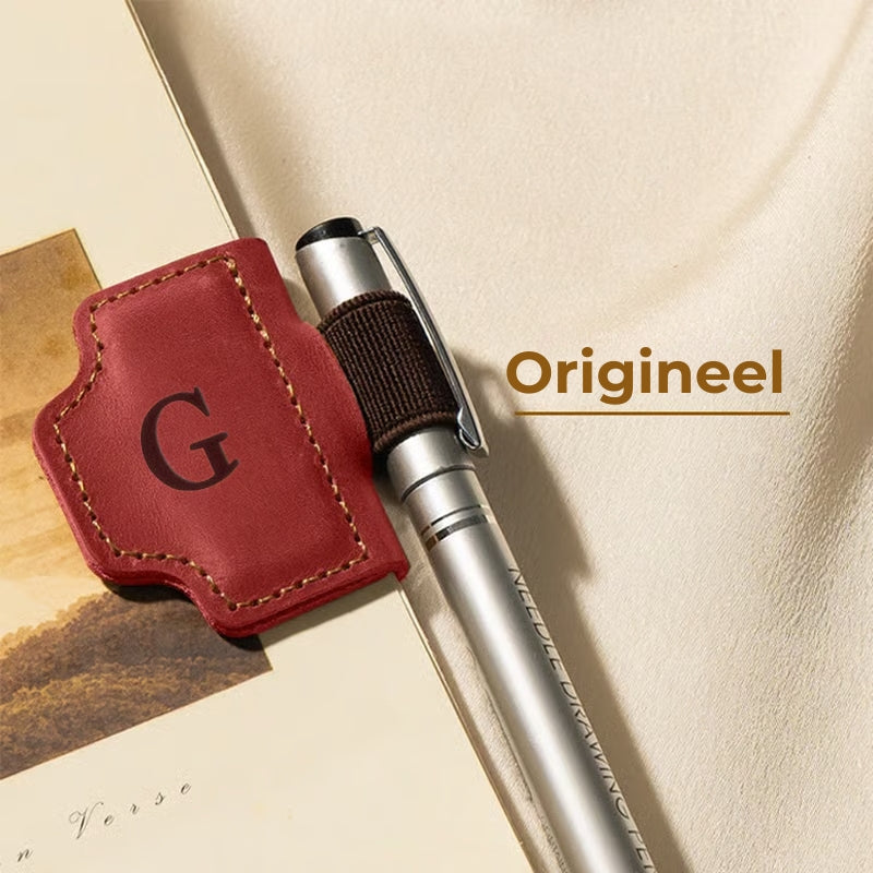 Leren bladwijzer en penhouder - Gepersonaliseerd, gemaakt van leer
