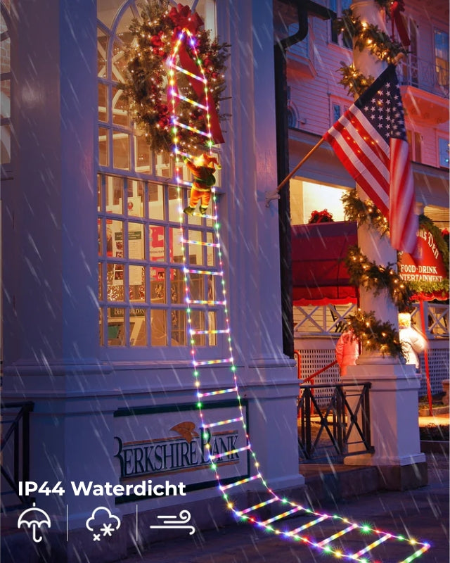 LED-kerstman klimladderlampjes 3 Meter β USB-aangedreven kerstdecoratie voor binnen en buiten (338 LED's, 8 modi) VNP