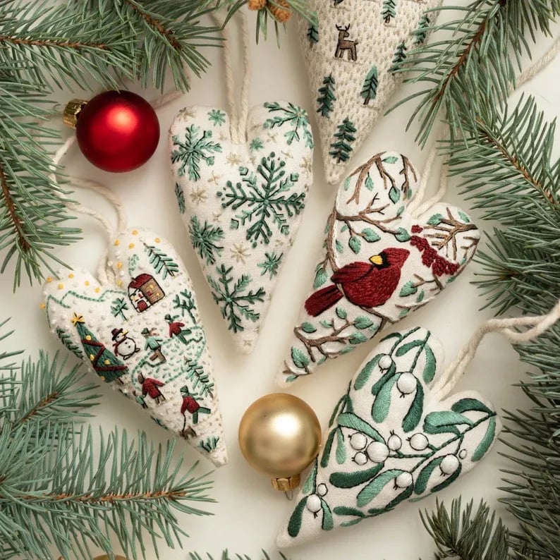 DIY Hartvormige Kerstversiering/versieringsset