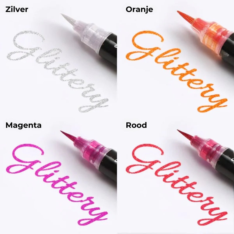 Artistieke Glitterpen Met Twee Kleuren
