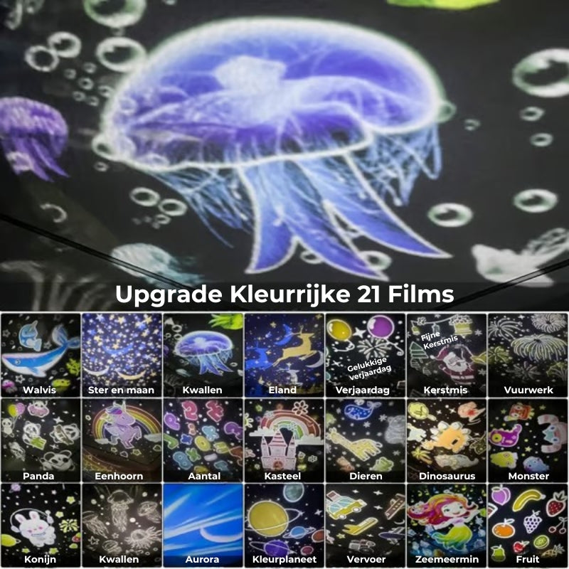 ⭐Projector-Nachtlampje Voor Kinderen 15 Sets Films🌙Type-C opladen🔋