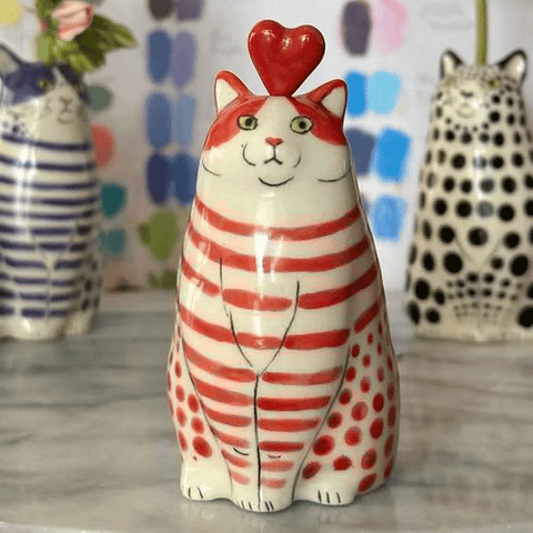 Handgeschilderde kattenvaascollectie