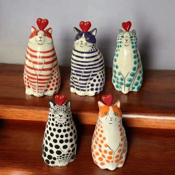 Handgeschilderde kattenvaascollectie