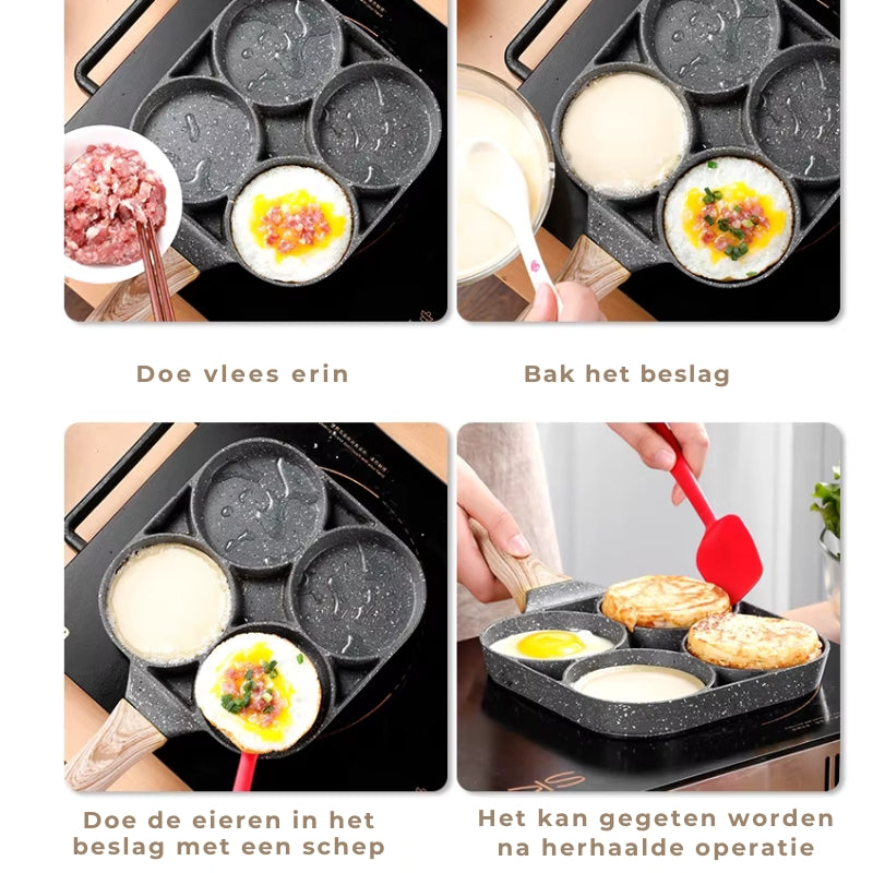 Anti-aanbak Gesegmenteerde Ontbijtpan