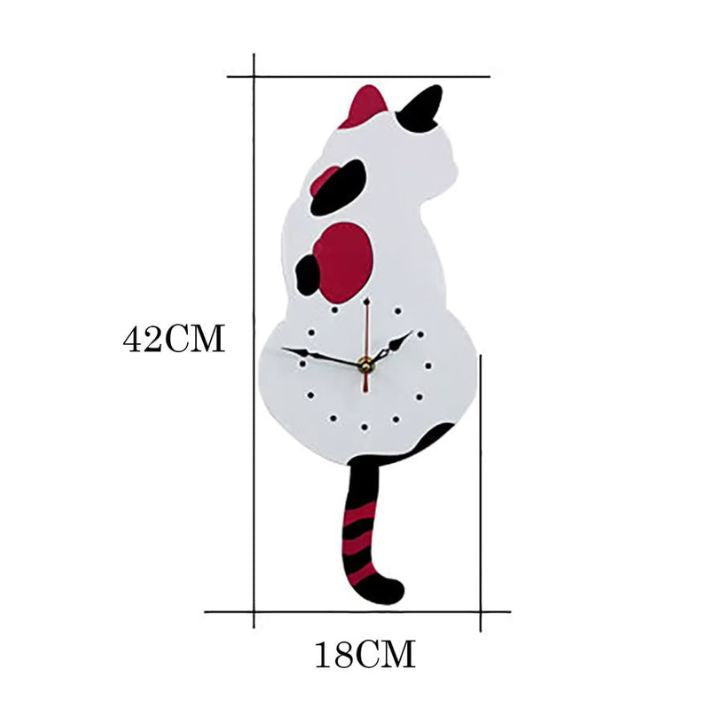 Kattenwandklok Zwiepende Staart