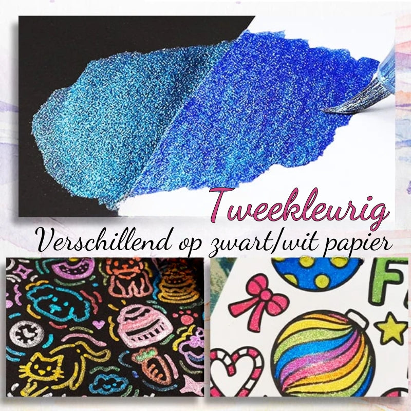 Artistieke Glitterpen Met Twee Kleuren