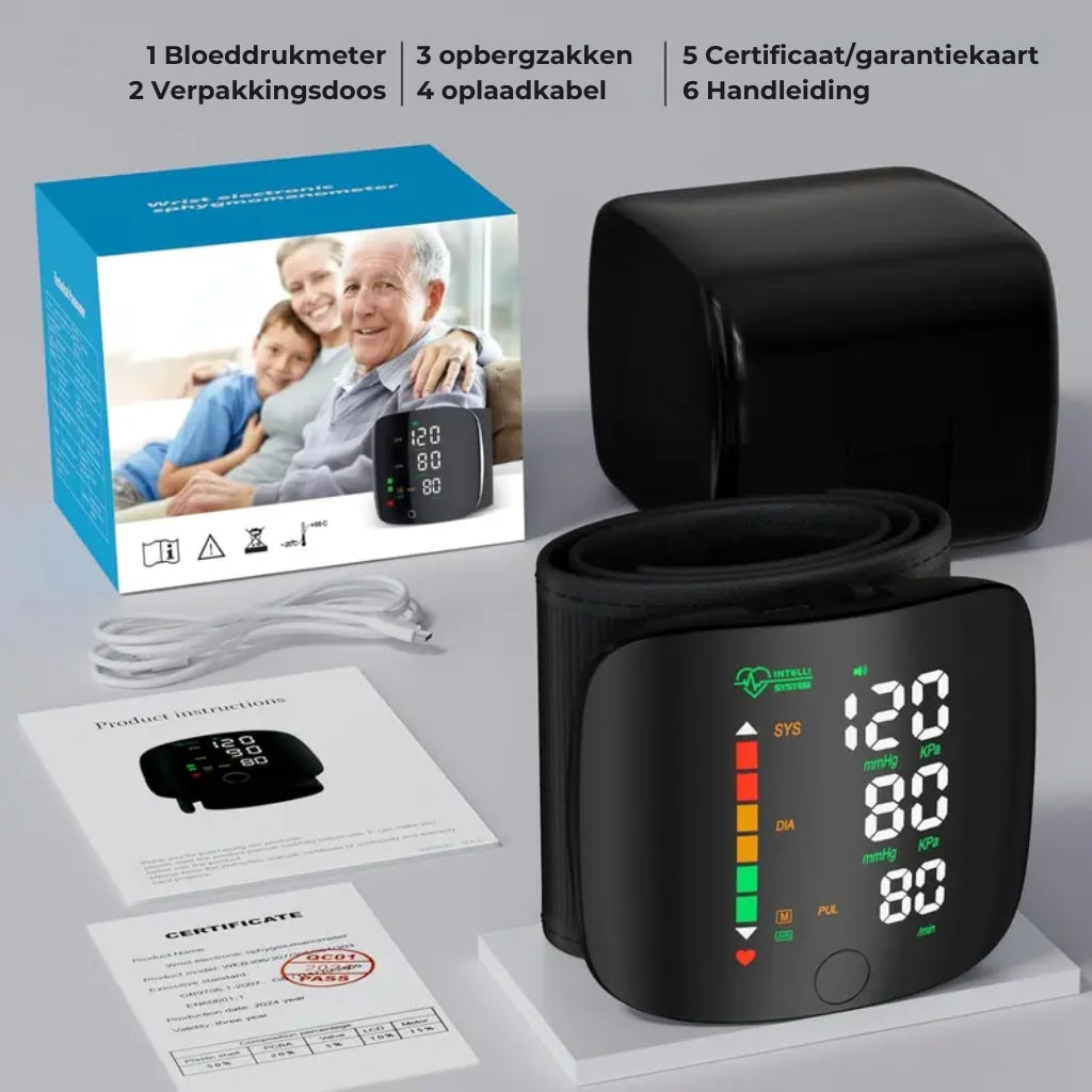 Polsbloeddrukmeter – LED-touchscreen en verstelbare pasvorm