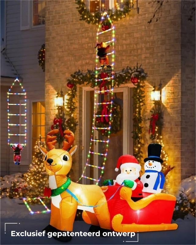 LED-kerstman klimladderlampjes 3 Meter β USB-aangedreven kerstdecoratie voor binnen en buiten (338 LED's, 8 modi) VNP