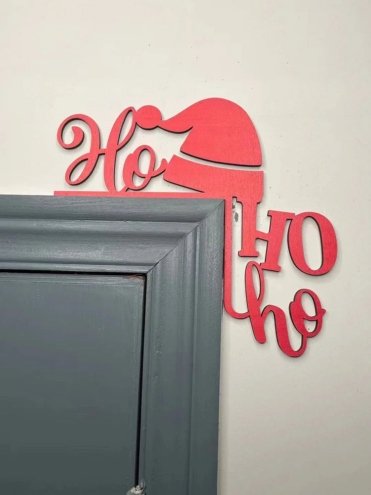 Houten kerstversiering voor deurkozijnen - handbeschilderd