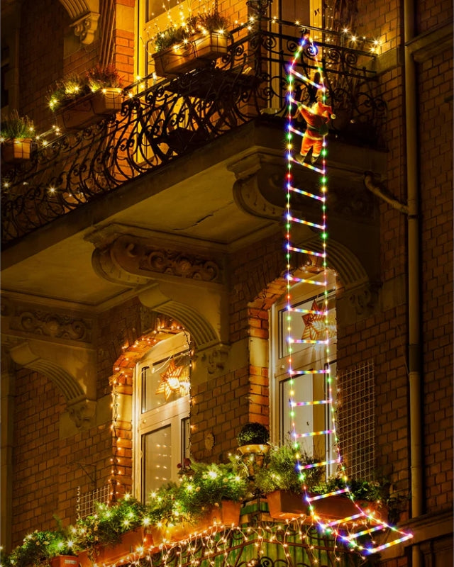 LED-kerstman klimladderlampjes 3 Meter β USB-aangedreven kerstdecoratie voor binnen en buiten (338 LED's, 8 modi) VNP