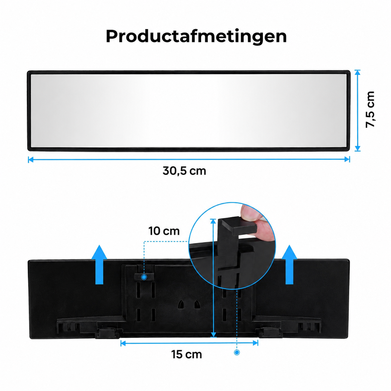 Panoramische Achteruitkijkspiegel met Klembevestiging