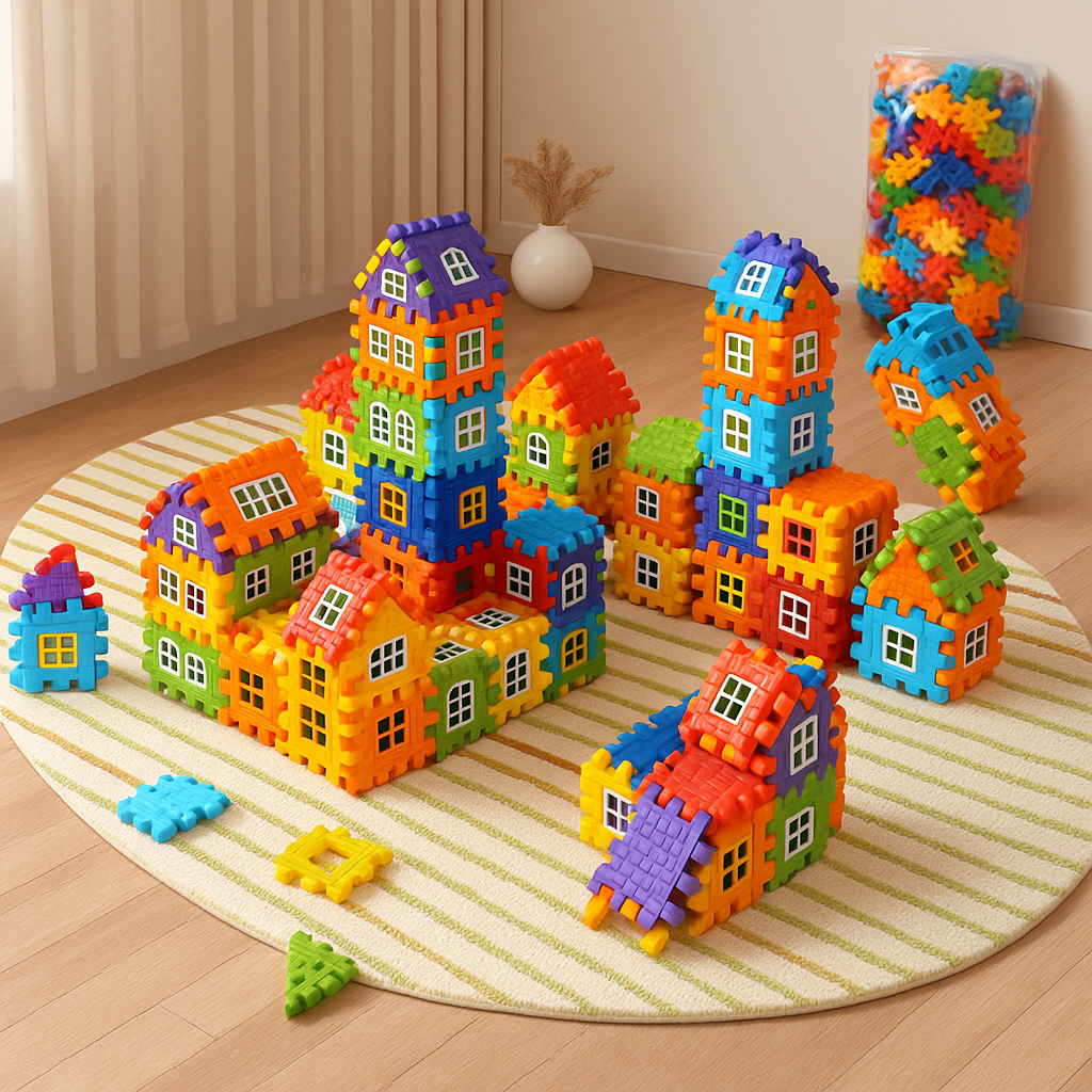 BlocksyTown™ – Magnetische bouwset met 320 onderdelen, inclusief ramen en deuren