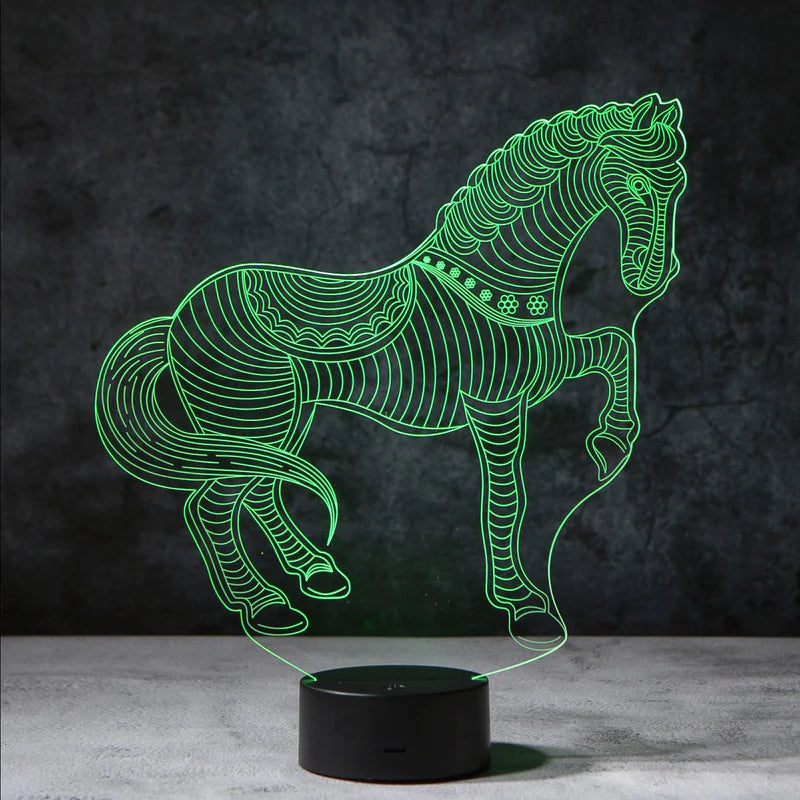 3D Paarden Lamp - Acrylglasplaat