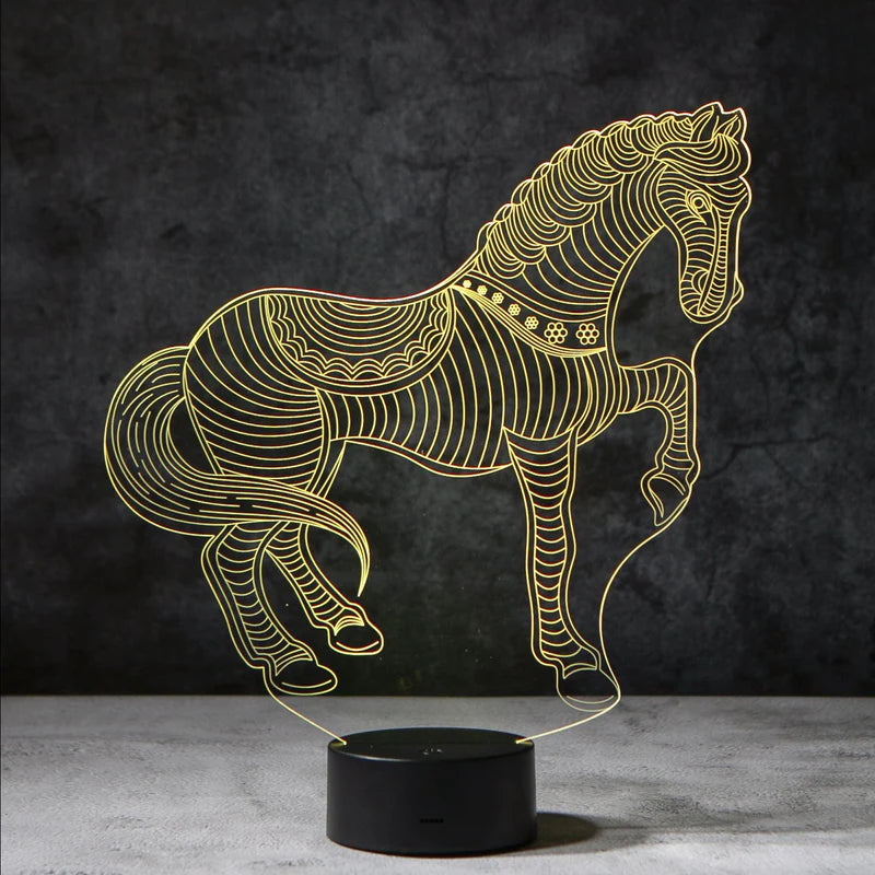 3D Paarden Lamp - Acrylglasplaat