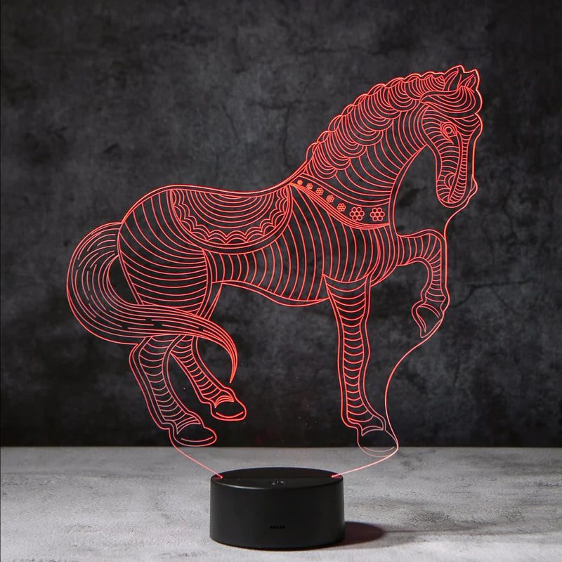 3D Paarden Lamp - Acrylglasplaat