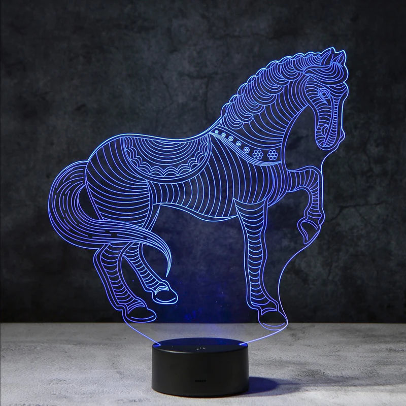 3D Paarden Lamp - Acrylglasplaat