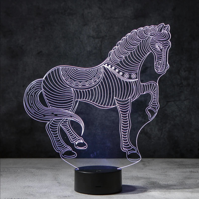 3D Paarden Lamp - Acrylglasplaat