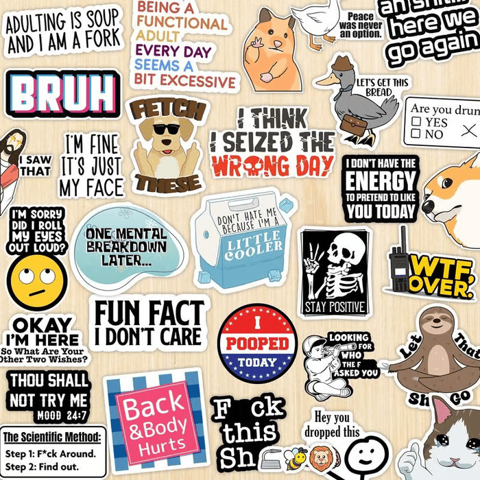 🔥 Set Van 130 Grappige Tekststickers