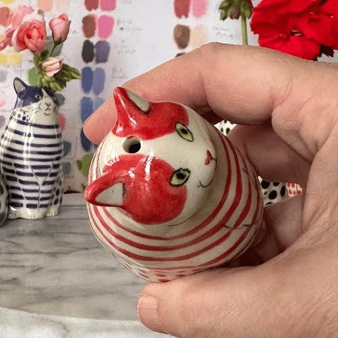 Handgeschilderde kattenvaascollectie