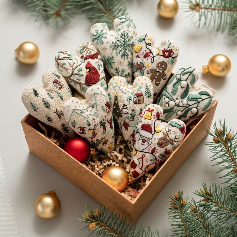 DIY Hartvormige Kerstversiering/versieringsset