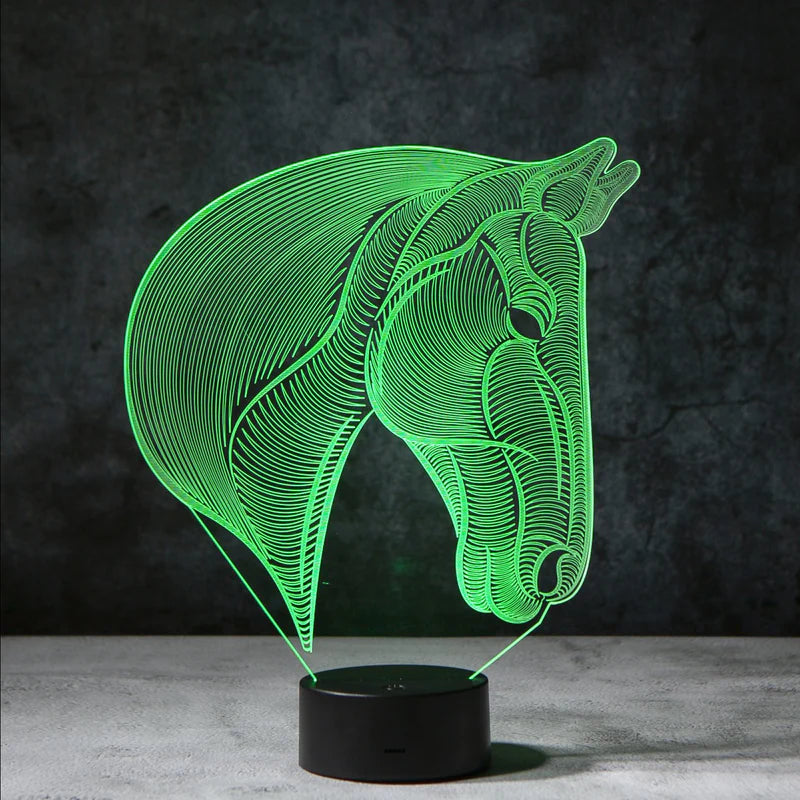 3D Paarden Lamp - Acrylglasplaat