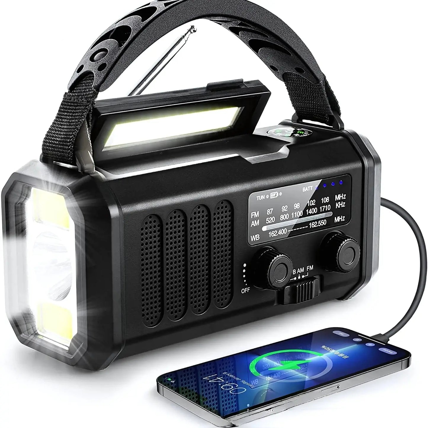 Noodradio, Zaklamp, Kompas, SOS Op Zonne-Energie