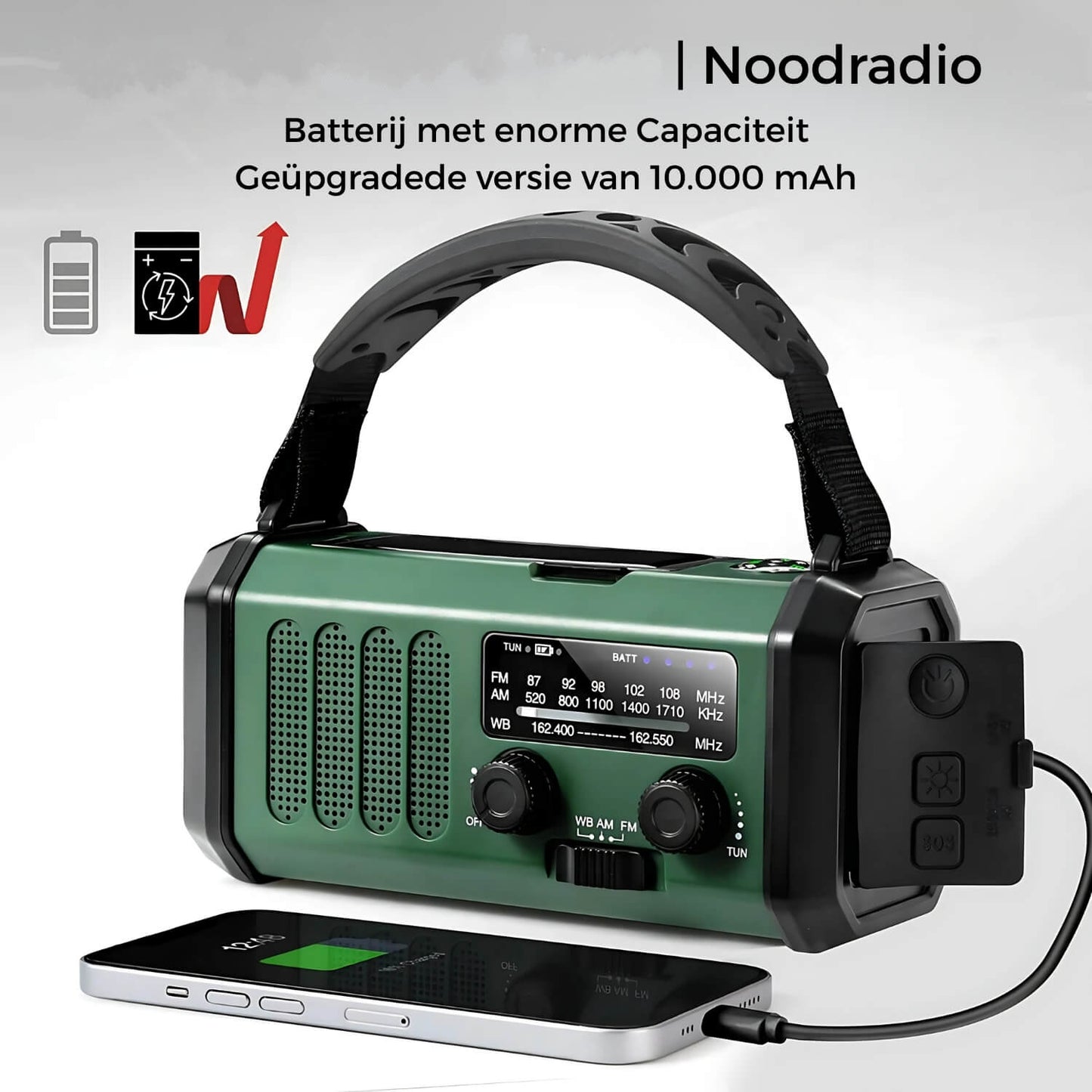 Noodradio, Zaklamp, Kompas, SOS Op Zonne-Energie
