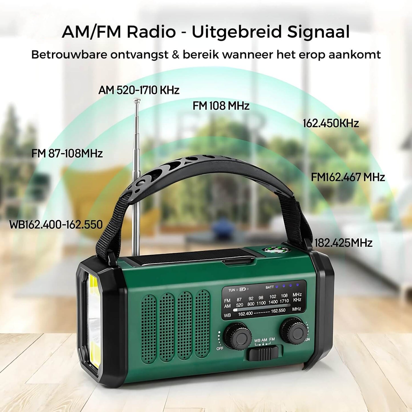 Noodradio, Zaklamp, Kompas, SOS Op Zonne-Energie