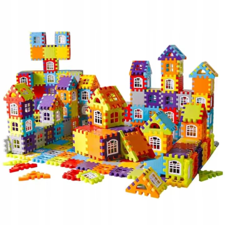 BlocksyTown™ – Magnetische bouwset met 320 onderdelen, inclusief ramen en deuren