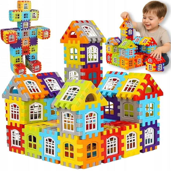 BlocksyTown™ – Magnetische bouwset met 320 onderdelen, inclusief ramen en deuren
