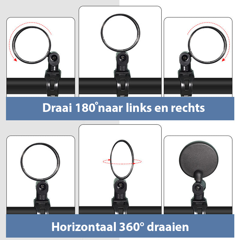 Achteruitkijkspiegel Voor Fietsers En Bromfietsers - 2 Stuks