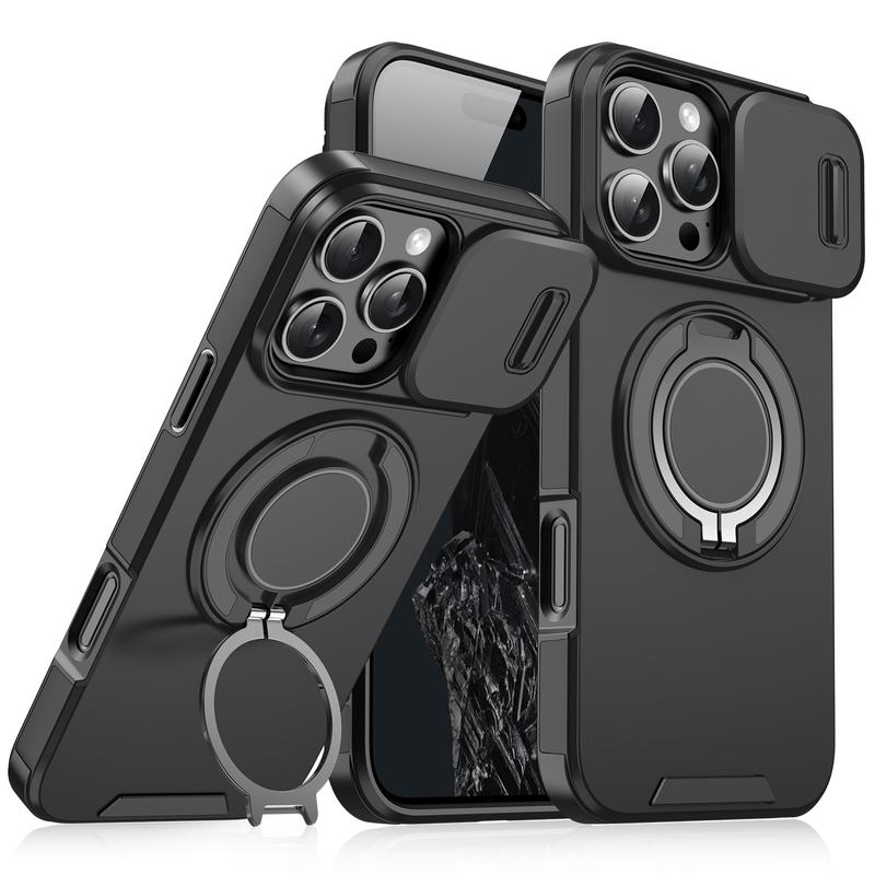 iPhone Hoesje met schuifbaar cameradeksel en draaibare ringstandaard
