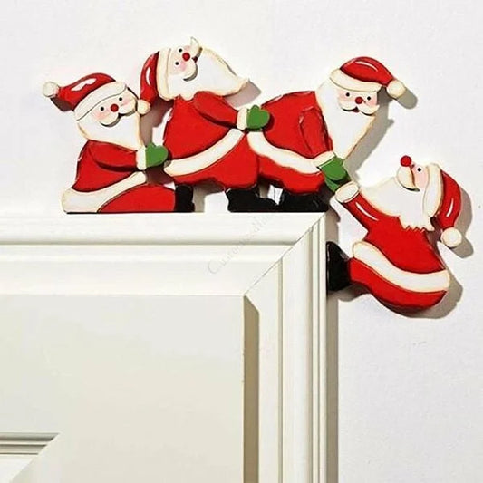 Houten kerstversiering voor deurkozijnen - handbeschilderd