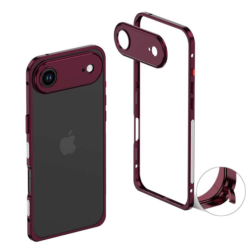 Metalen Bumper iPhone Hoesje met Camera Lens Bescherming en Transparante Achterkant